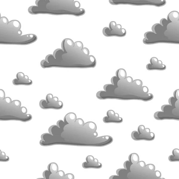 Seamless Pattern Cartoon Grey Clouds White Background Vector Illustration — 스톡 벡터