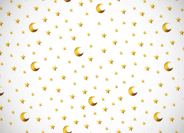 Tarjeta Horizontal Patrón Con Estrellas Dibujos Animados Oro Lunas Bueno — Archivo Imágenes Vectoriales