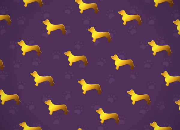 Cartão Horizontal Padrão Com Cães Ouro Amarelo Raça Dachshund Bom —  Vetores de Stock