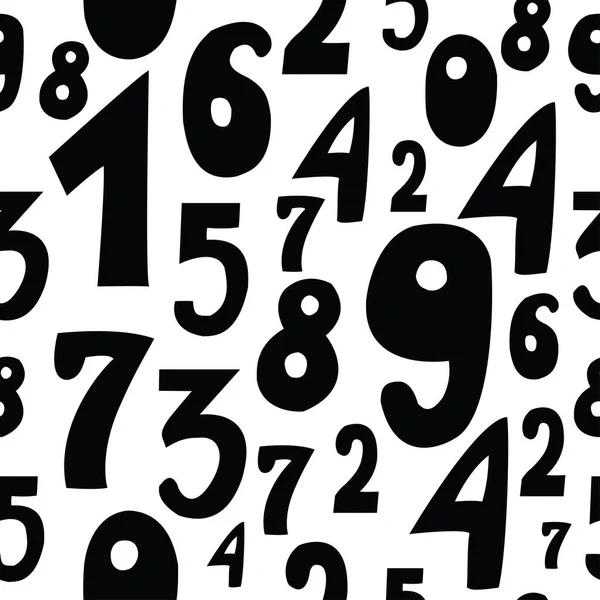 Απρόσκοπτη Μοτίβο Χαριτωμένο Μαύρο Αριθμούς Κινουμένων Σχεδίων Λευκό Φόντο — Διανυσματικό Αρχείο