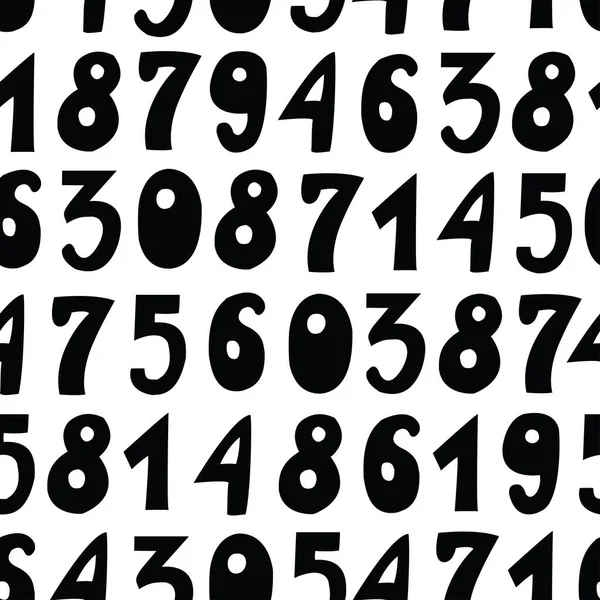 Απρόσκοπτη Μοτίβο Χαριτωμένο Μαύρο Αριθμούς Κινουμένων Σχεδίων Λευκό Φόντο — Διανυσματικό Αρχείο