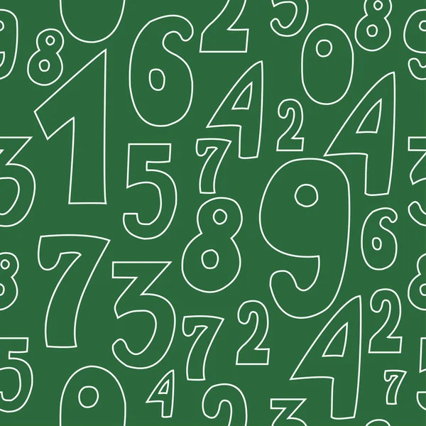 Seamless Pattern White Numbers Green Background Chalk Blackboard Vector Illustration — 스톡 벡터