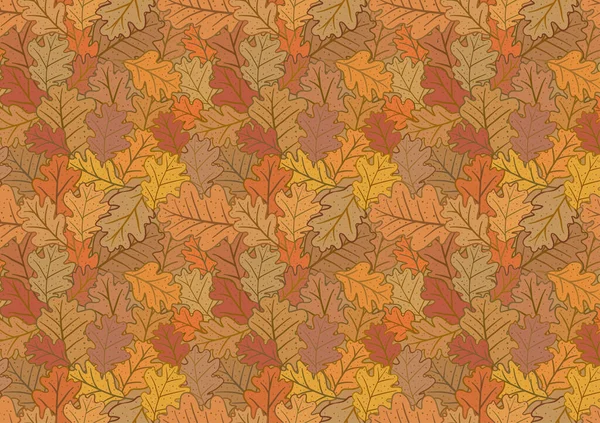 Horizontal Natural Background Autumn Oak Leaves Vector Illustration — Stock Vector
