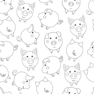 Beyaz arka planda sevimli çizgi film karakterleri olan kusursuz desenler. Vektör illüstrasyonu. 