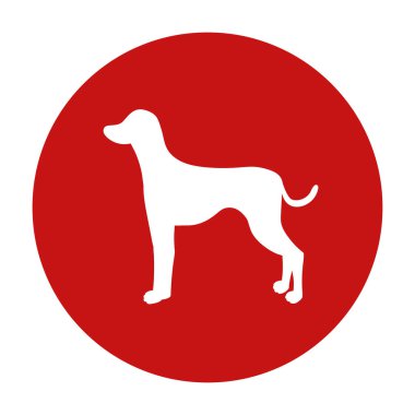 İçki yasağı köpeği kırmızı daire işareti. Dalmaçyalı çifti. Vektör illüstrasyonu beyaz arkaplanda izole edildi.