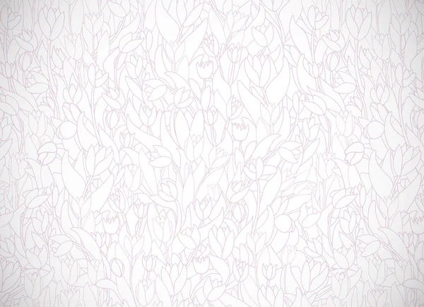 Horizontale Kaart Leuke Cartoon Planten Bloemen Potten Tulpen Witte Achtergrond — Stockvector
