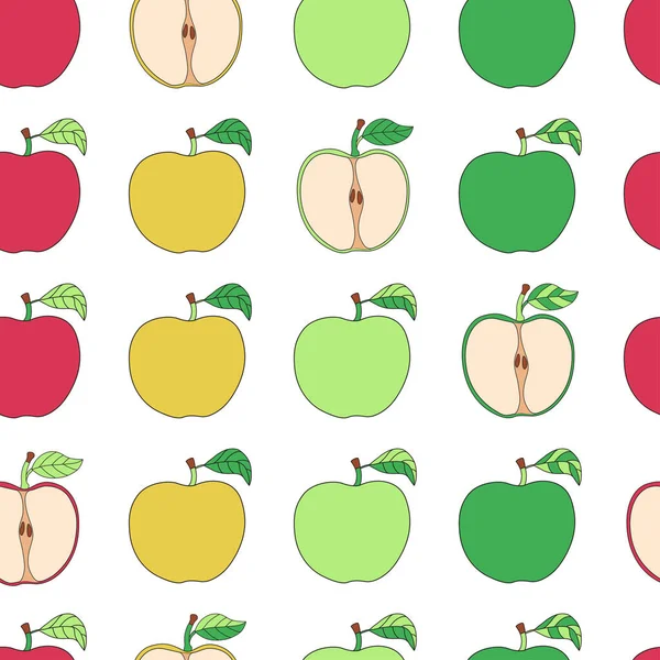 Modèle Sans Couture Avec Dessin Animé Pommes Colorées Bon Pour — Image vectorielle