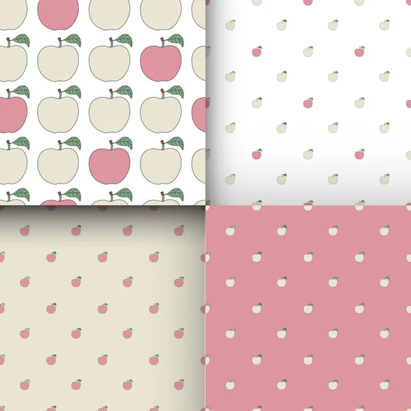 Conjunto Patrones Sin Costuras Con Manzanas Rosadas Dibujos Animados Bueno — Vector de stock