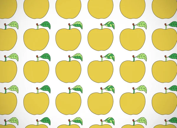 Οριζόντια Κάρτα Μοτίβο Κίτρινα Μήλα Καρτούν Εικονογράφηση Διανύσματος — Διανυσματικό Αρχείο