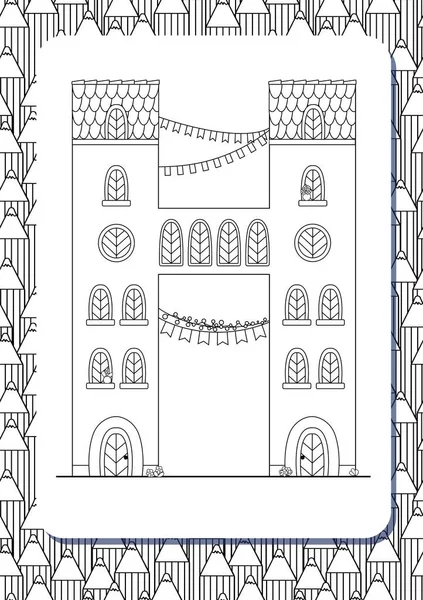 Мультяшная Буква Нарисована Форме Дома Изолирован Белом Вертикальная Портретная Страница — стоковый вектор