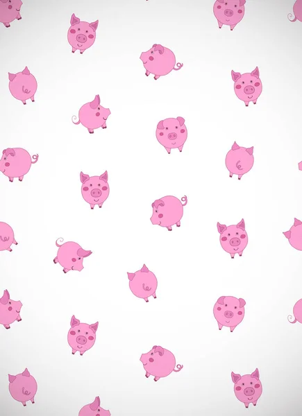 Vertikale Grußkarte Mit Niedlichen Cartoon Rosa Schweinen Äpfeln Und Eicheln — Stockvektor