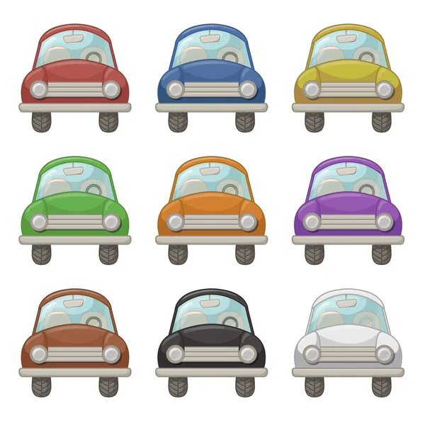 Conjunto Bonitos Desenhos Animados Carros Coloridos Isolados Fundo Branco Ilustração —  Vetores de Stock