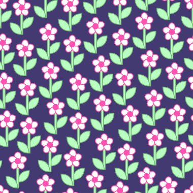 Şirin çiçeklerle kusursuz bir bahar şablonu. Vektör.