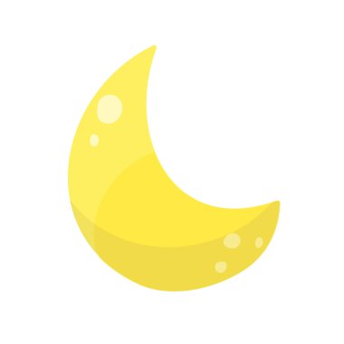 Çizgi film yarım ay beyaz arka planda izole edildi. Vektör illüstrasyonu