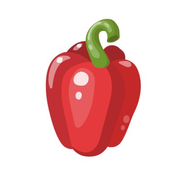 Çizgi film kırmızı biber zili beyaz arkaplan vektör illüstrasyonunda izole