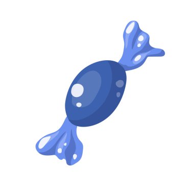 Beyaz arka planda izole edilmiş mavi çizgi film şekeri. Vektör illüstrasyonu.