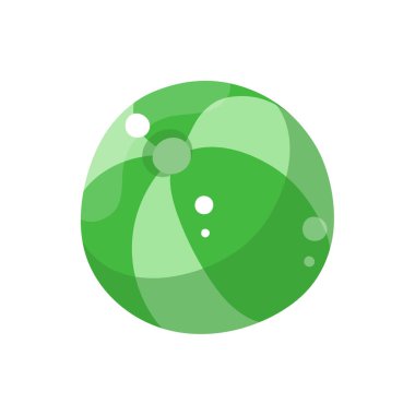 Beyaz arka planda çizgi film yeşil şişirilebilir top. Vektör illüstrasyonu