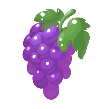 Beyaz arkaplanda karikatür menekşesi üzümü.