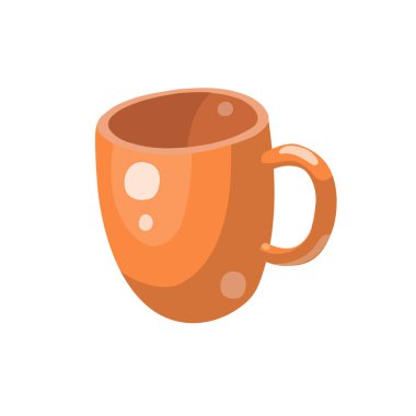 Beyaz arka planda izole edilmiş turuncu çizgi film kupası. Vektör illüstrasyonu