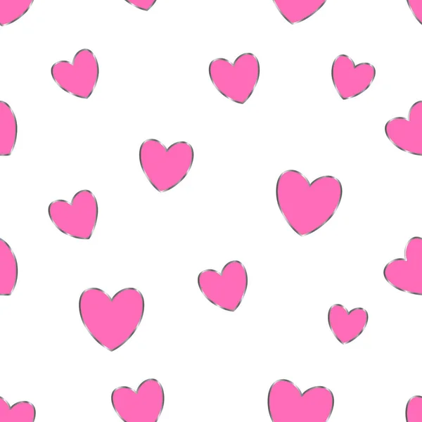 Απρόσκοπτη Μοτίβο Ροζ Καρδιές Ασημένια Πλαίσια Λευκό Φόντο Εικονογράφηση Διανύσματος — Διανυσματικό Αρχείο