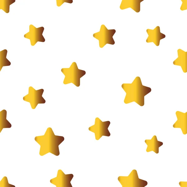 Nahtloses Muster Mit Gelbgoldenen Sternen Auf Weißem Hintergrund Vektorillustration — Stockvektor