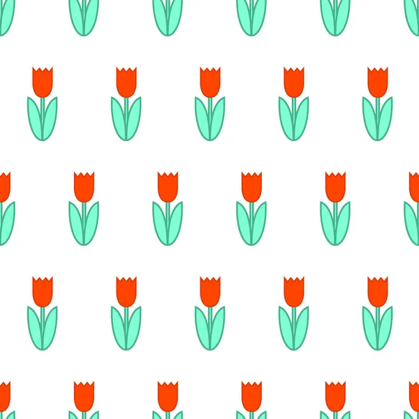 Patrón Primavera Sin Costuras Con Tulipanes Flores Lindas Vector — Archivo Imágenes Vectoriales