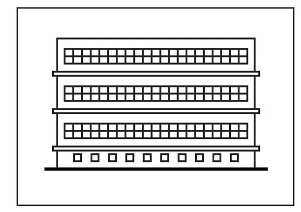 Contour Building Isolated White Background Apartment Office Vector Illustration Black — 스톡 벡터