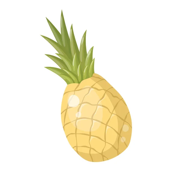 Tecknad Ananas Isolerad Vit Bakgrund Vektorillustration — Stock vektor