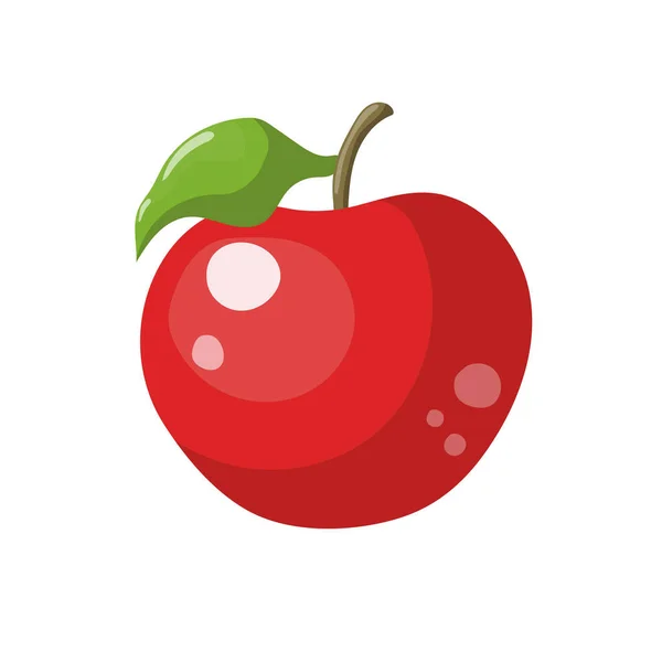 Roter Apfel Ganze Frucht Mit Blatt Vektor Illustration Isoliert Auf — Stockvektor