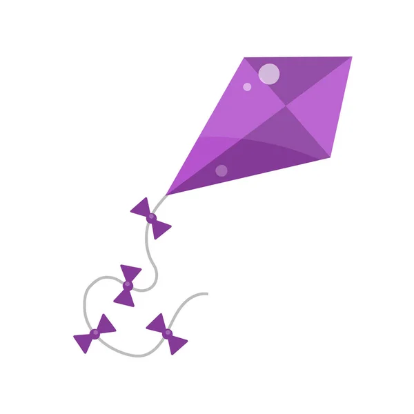 Cartoon Violet Kite Isolated White Background Vector Illustration — 스톡 벡터