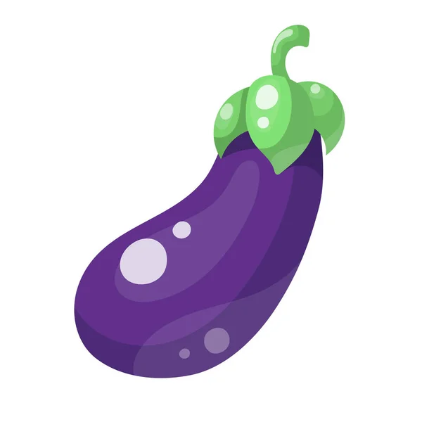 Aubergine Dessin Animé Isolée Sur Fond Blanc Illustration Vectorielle Spe — Image vectorielle