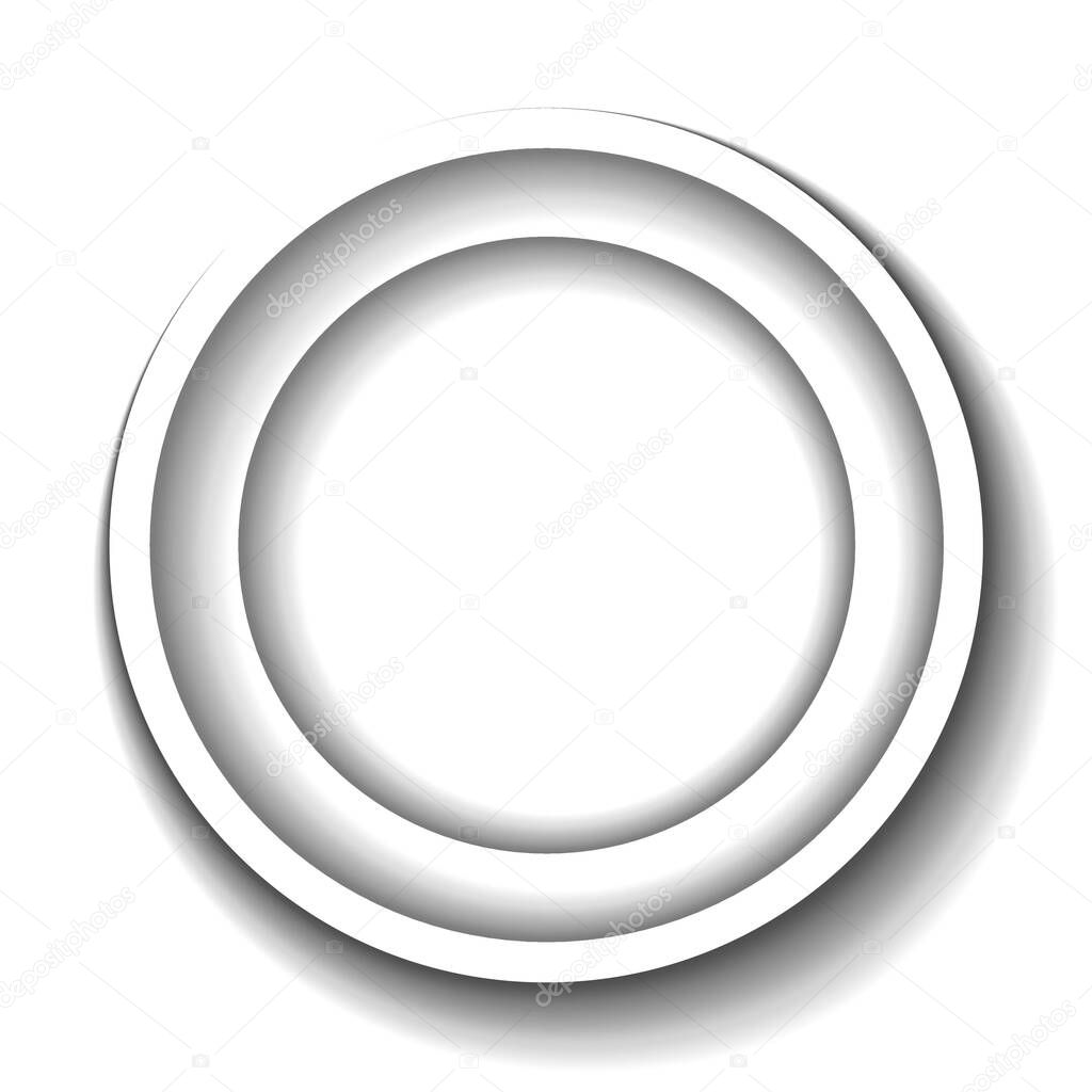 Circle white frame. Papercut 3d effect. Vector illustration.