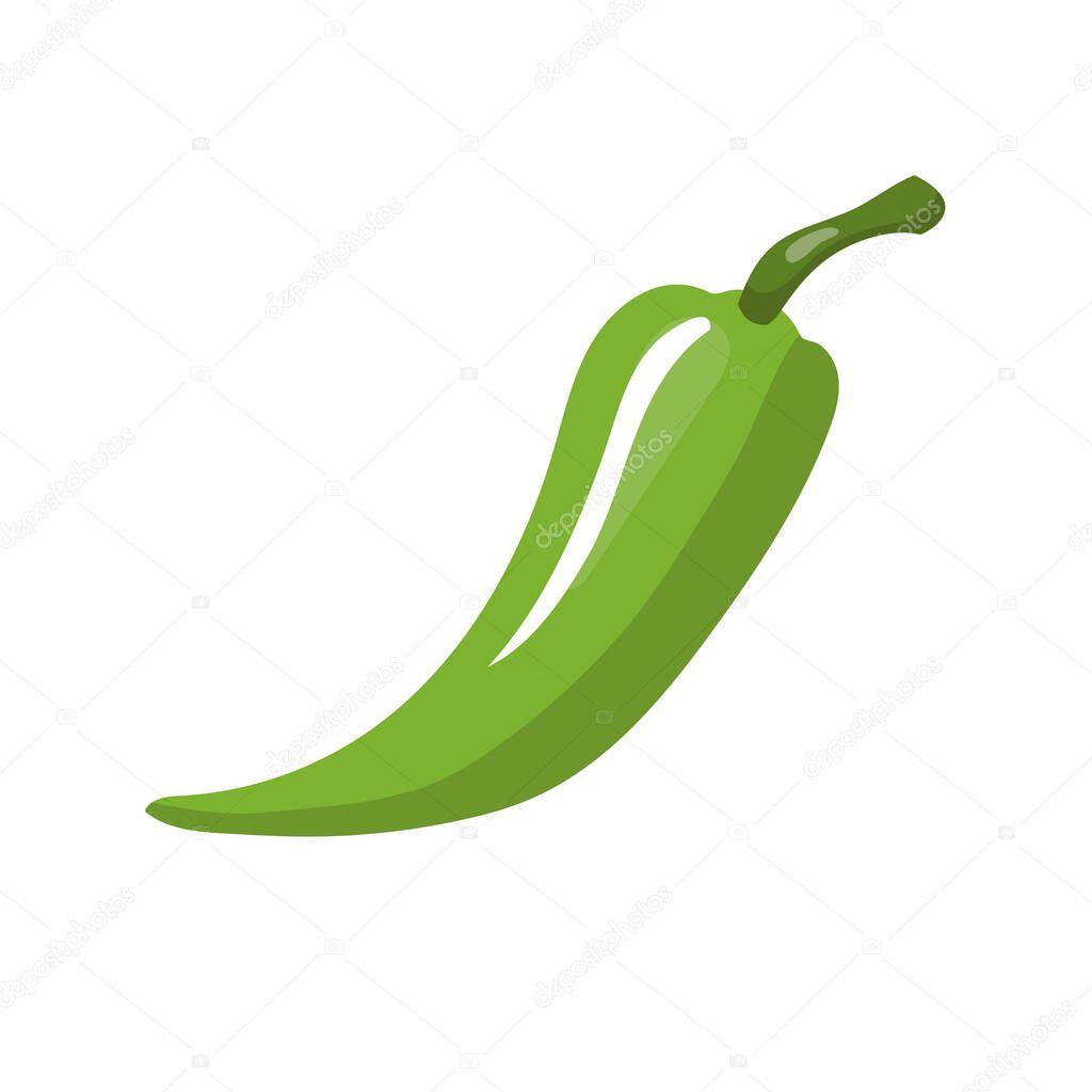 Cartoon green pepper isolated on white background. Vector illustration