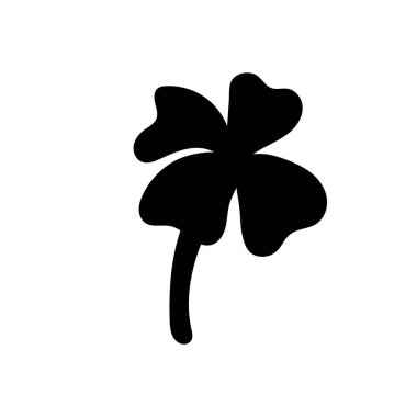 Karikatür yoncası siyah silueti beyaz arka planda izole edilmiş. Vektör illüstrasyonu.