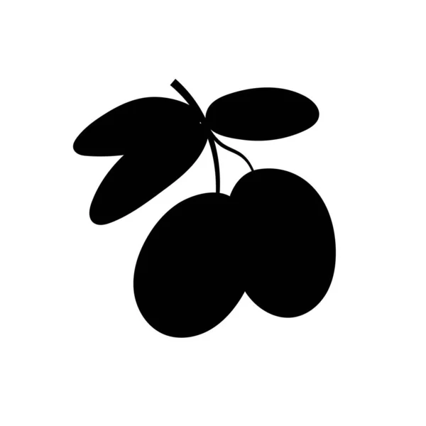 Dessin Animé Silhouette Noire Olive Isolé Sur Fond Blanc Illustration — Image vectorielle