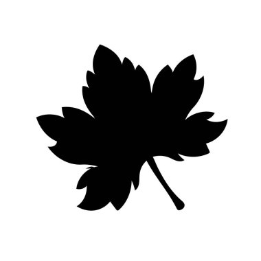 Beyaz arka planda karikatür akçaağaç yaprağı izole edilmiş. Vektör çizimi. Siyah siluet