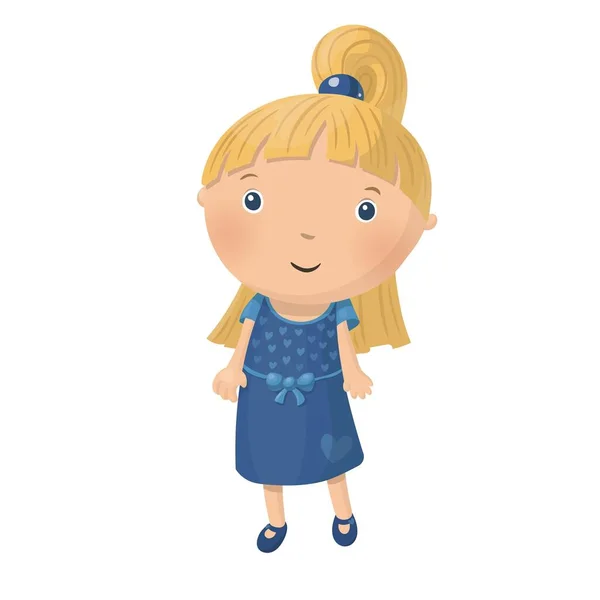 Cute little cartoon girl izolowane na białym tle. Ilustracja wektora. — Wektor stockowy