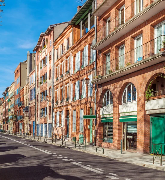 Vintage Houses from Red Bricks, Toulouse — Stock Photo, Image