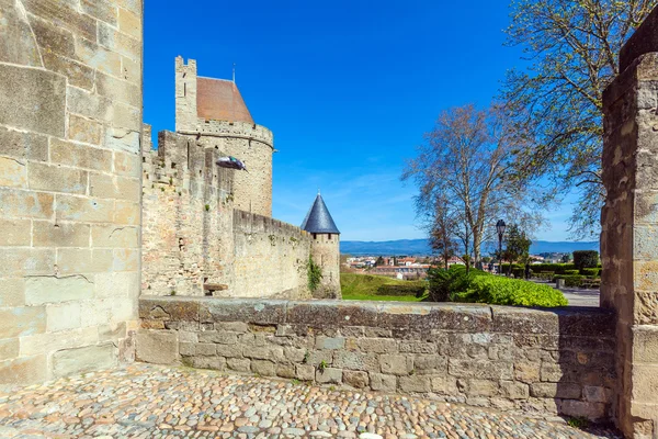 Věže středověkého hradu, Carcassonne — Stock fotografie