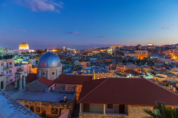 Jerusalems gamla stad på natten, israel — Stockfoto