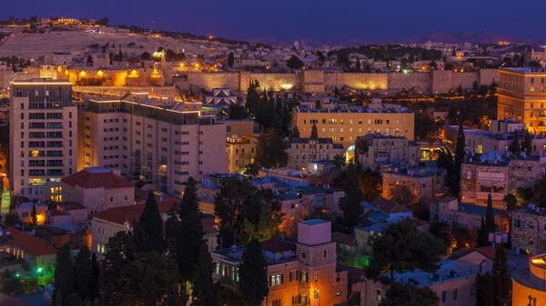 Παλιά πόλη της Ιερουσαλήμ το βράδυ, Ισραήλ — Φωτογραφία Αρχείου