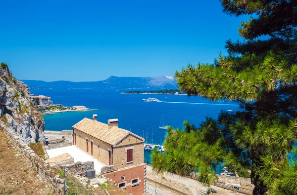 Vista aérea de Marina con yates, Corfú, Grecia —  Fotos de Stock