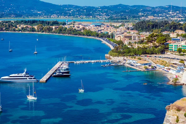 Marina with yachts, Corfu city — Stock Photo, Image