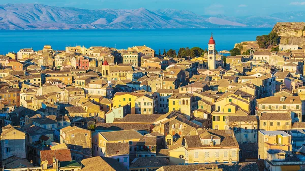 Vista aérea desde la nueva fortaleza Kerkyra, isla de Corfú, Grecia —  Fotos de Stock