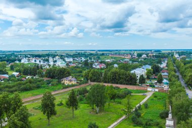 Suzdal şehir havadan görünümü ile Pokrovsky Manastırı, Rusya Federasyonu