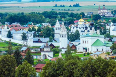 Suzdal şehir havadan görünümü ile Pokrovsky Manastırı, Rusya Federasyonu