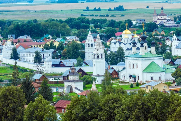 Suzdal şehir havadan görünümü ile Pokrovsky Manastırı, Rusya Federasyonu — Stok fotoğraf