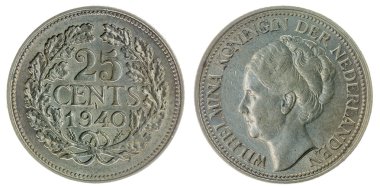 25 sent 1940 sikke beyaz arka plan, Hollanda izole