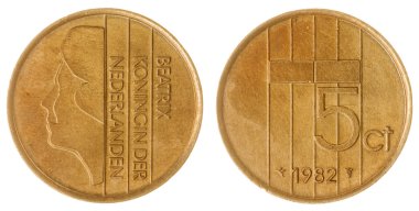 5 sent 1982 sikke beyaz arka plan, Hollanda izole