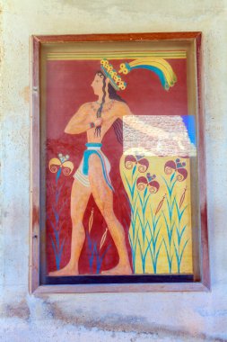 Zambak Prensi alçı kabartma Knossos Sarayı harabeye